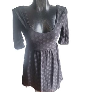 Volcom Black Mesh Polka Dot Scoop Neck Dress XS